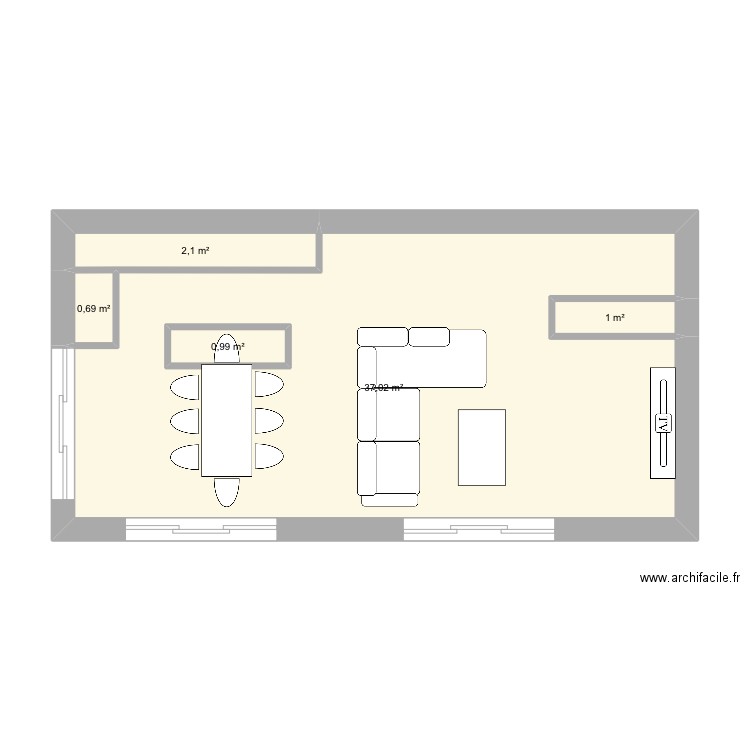 Plan 3. Plan de 5 pièces et 43 m2