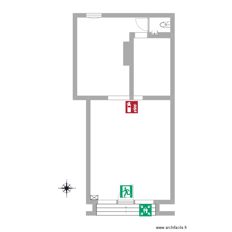 boutique. Plan de 5 pièces et 63 m2