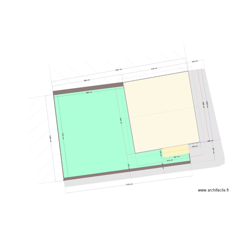 DP2_Existant. Plan de 1 pièce et 91 m2