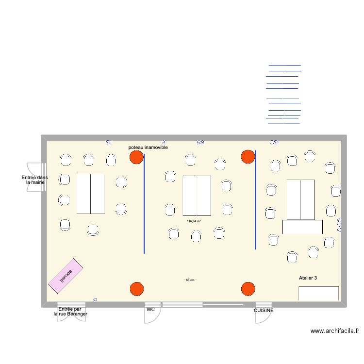 salle des conférences mairie MLK version 1 . Plan de 1 pièce et 117 m2