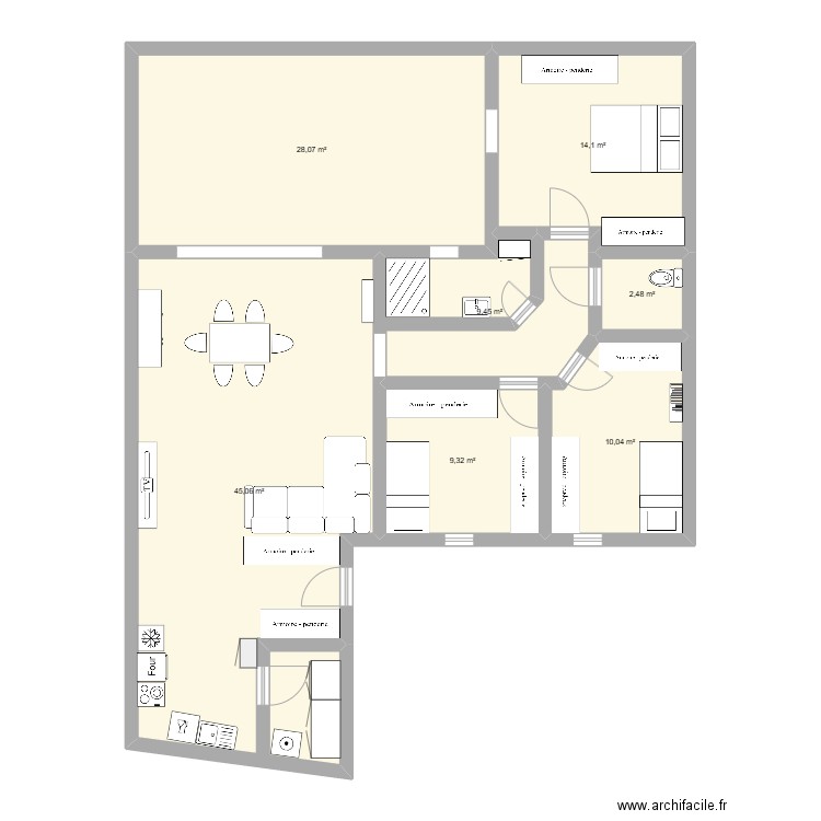 maison montaigu. Plan de 7 pièces et 119 m2