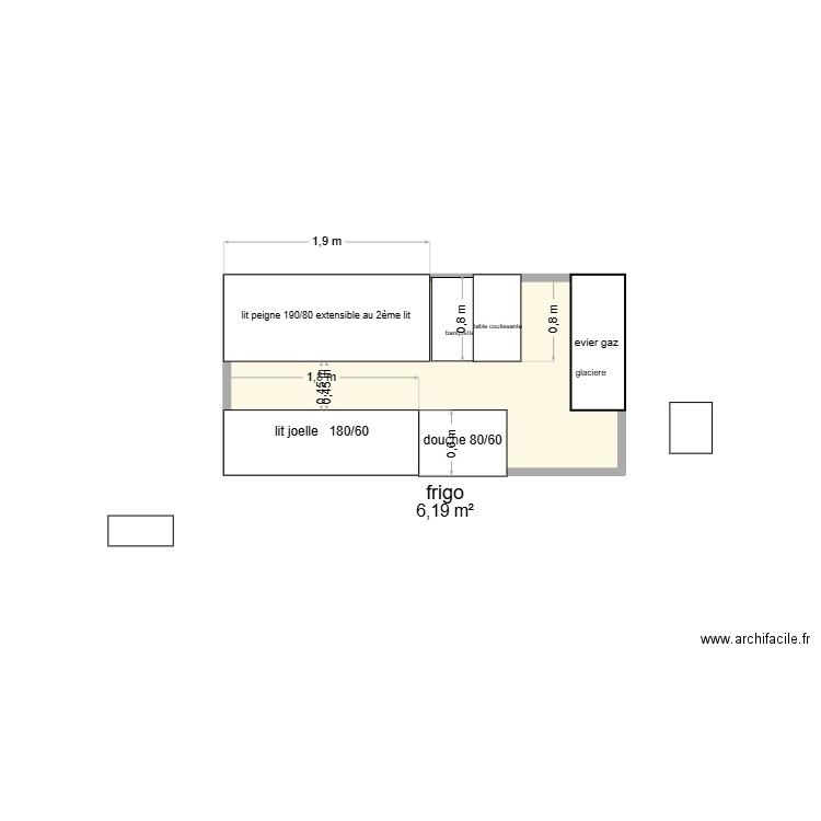 PLAN FIAT DUCATO. Plan de 1 pièce et 6 m2