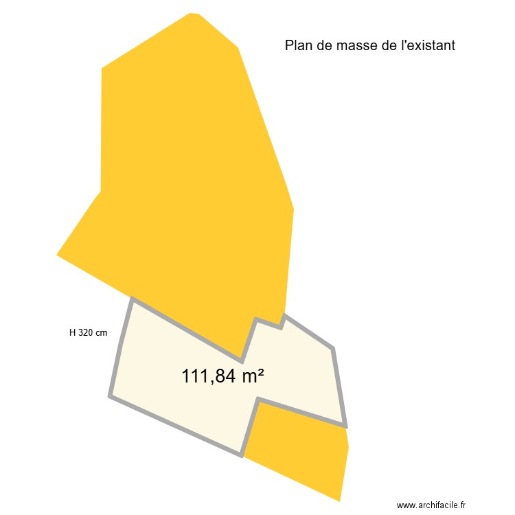 plan de masse existant . Plan de 1 pièce et 112 m2