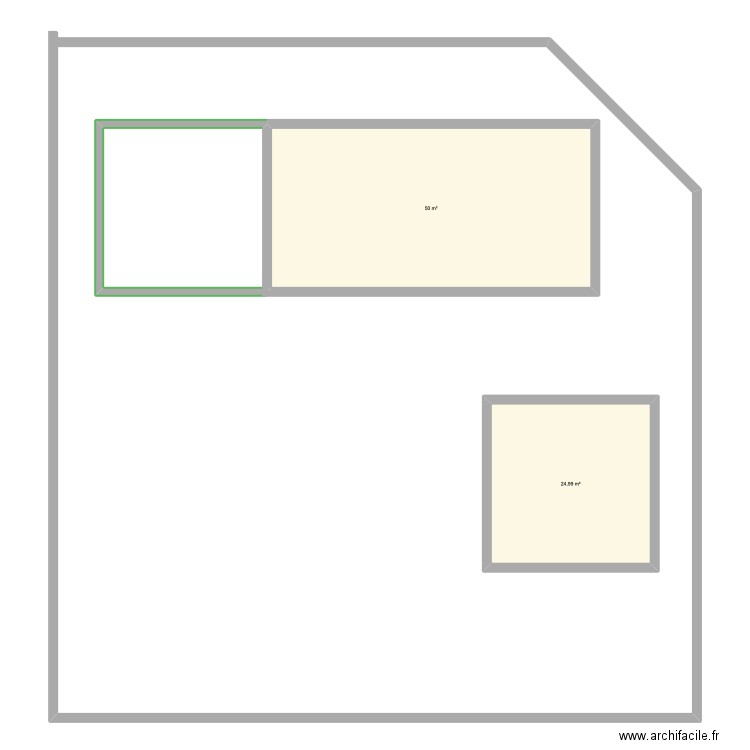 TERRAIN. Plan de 2 pièces et 75 m2