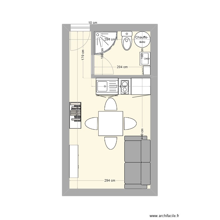 treport. Plan de 1 pièce et 16 m2