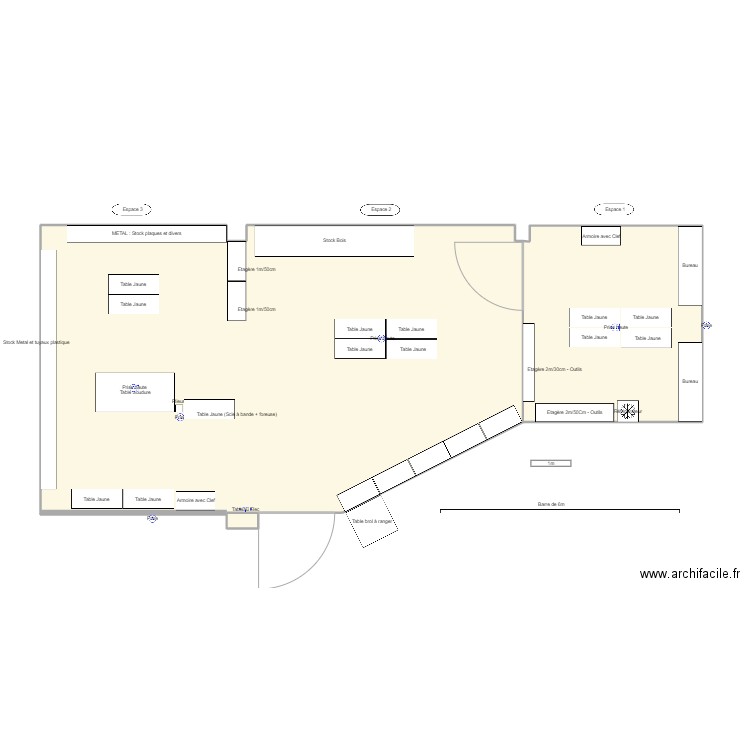 Atelier PU  Essais 1. Plan de 3 pièces et 103 m2