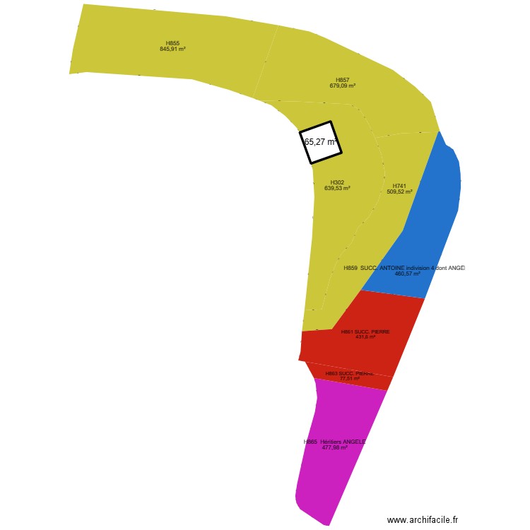 PARCELLE. Plan de 1 pièce et 65 m2