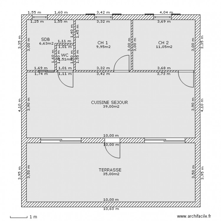 PLAN 70M2   terrasse. Plan de 0 pièce et 0 m2