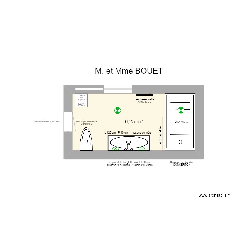 BOUET. Plan de 1 pièce et 6 m2