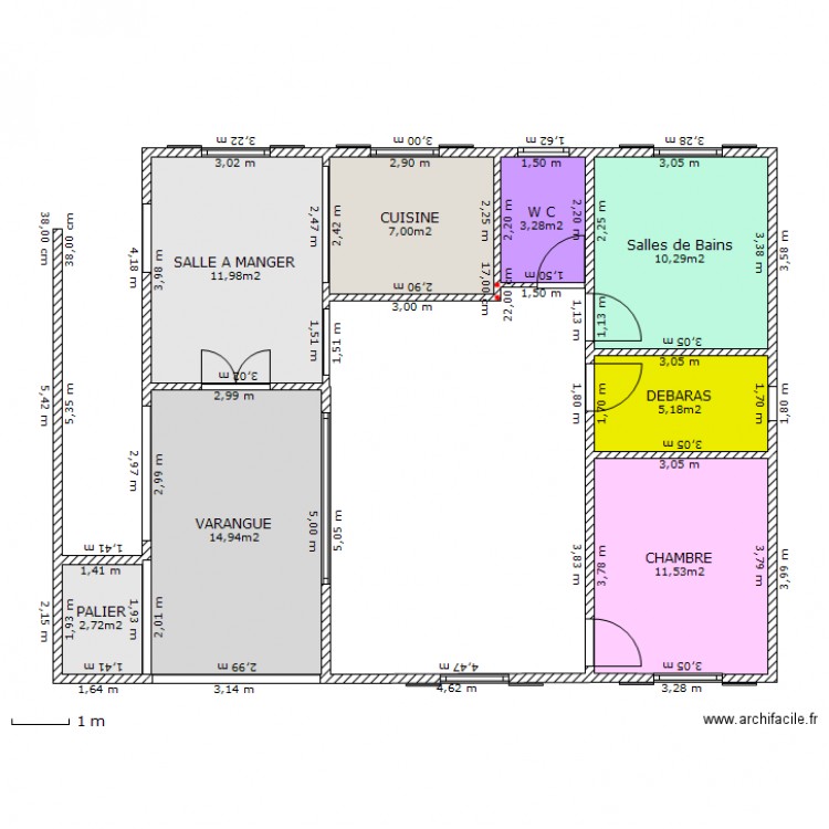 1er étage  ( terrasse sud ) . Plan de 0 pièce et 0 m2