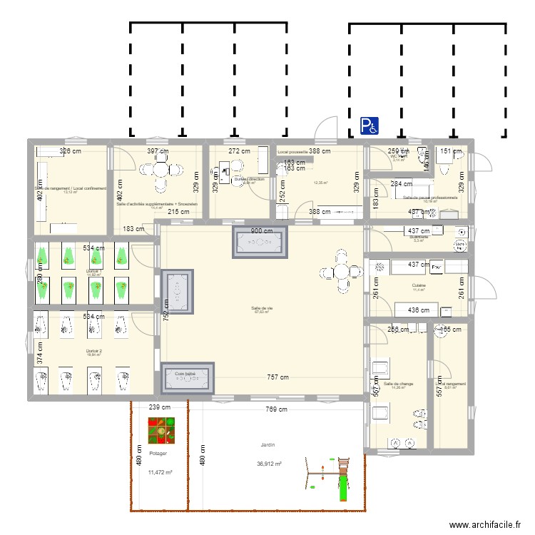 Plan micro creche 1. Plan de 13 pièces et 204 m2