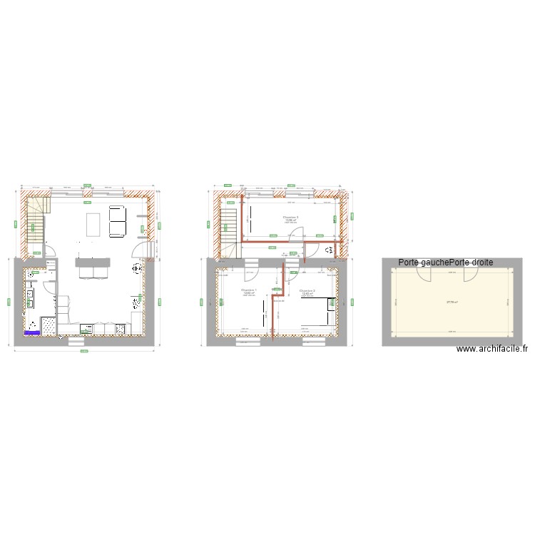 Batz RDC V2. Plan de 6 pièces et 67 m2