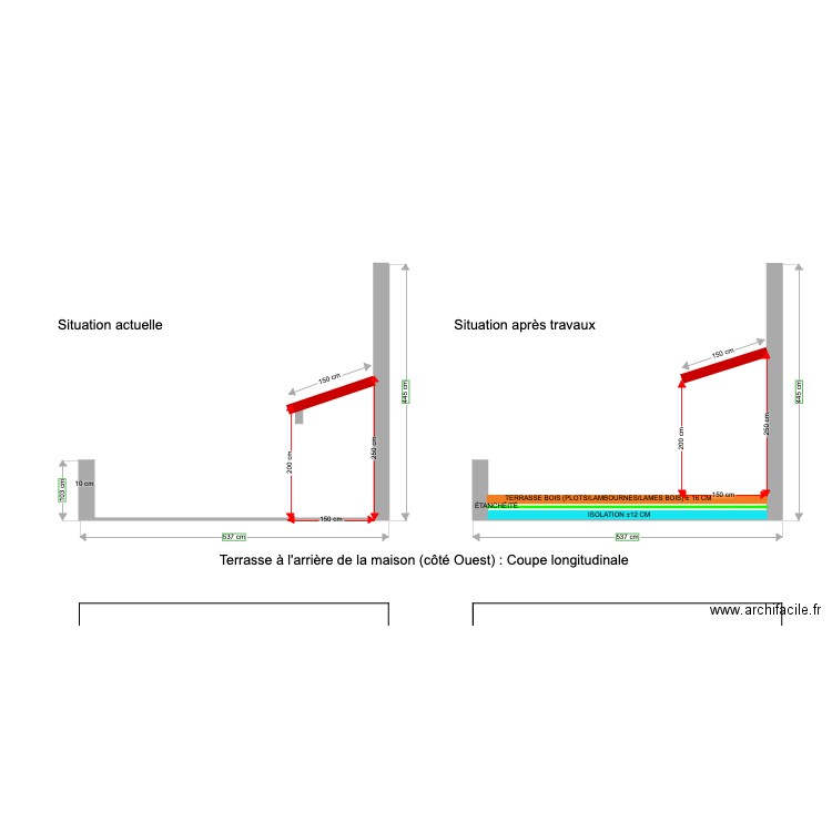 Terrasse coupe longitudinale. Plan de 0 pièce et 0 m2