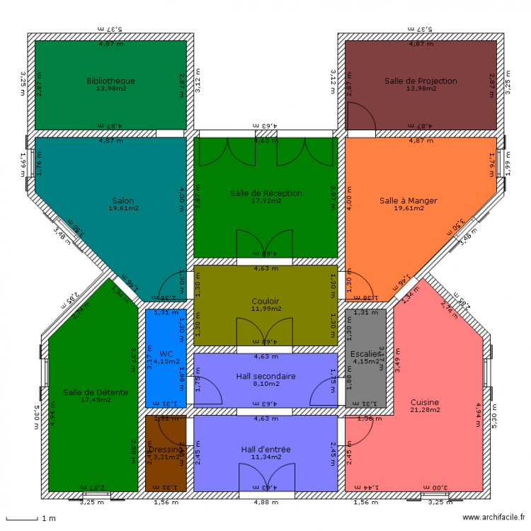 Maison en X (Rez de chaussée). Plan de 0 pièce et 0 m2