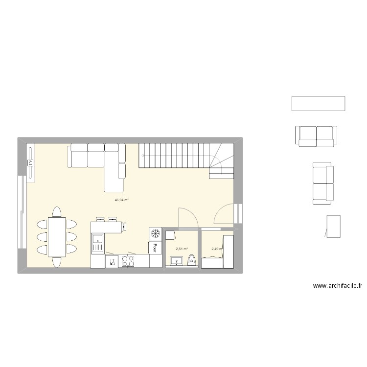 Lullier. Plan de 3 pièces et 127 m2