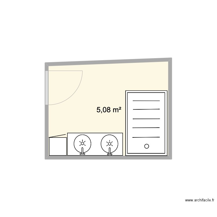 Salle de bain maison gardien. Plan de 1 pièce et 5 m2