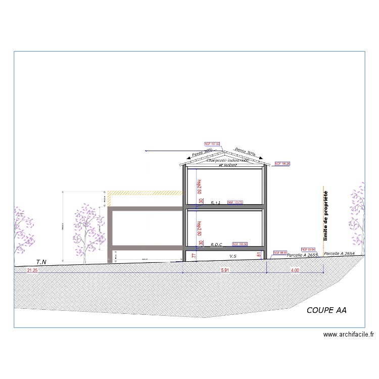 PLAN COUPE hauteur. Plan de 0 pièce et 0 m2