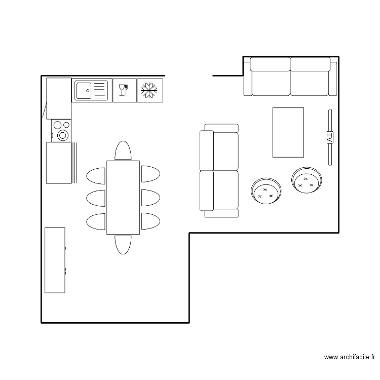 plan 1 sans bar. Plan de 0 pièce et 0 m2