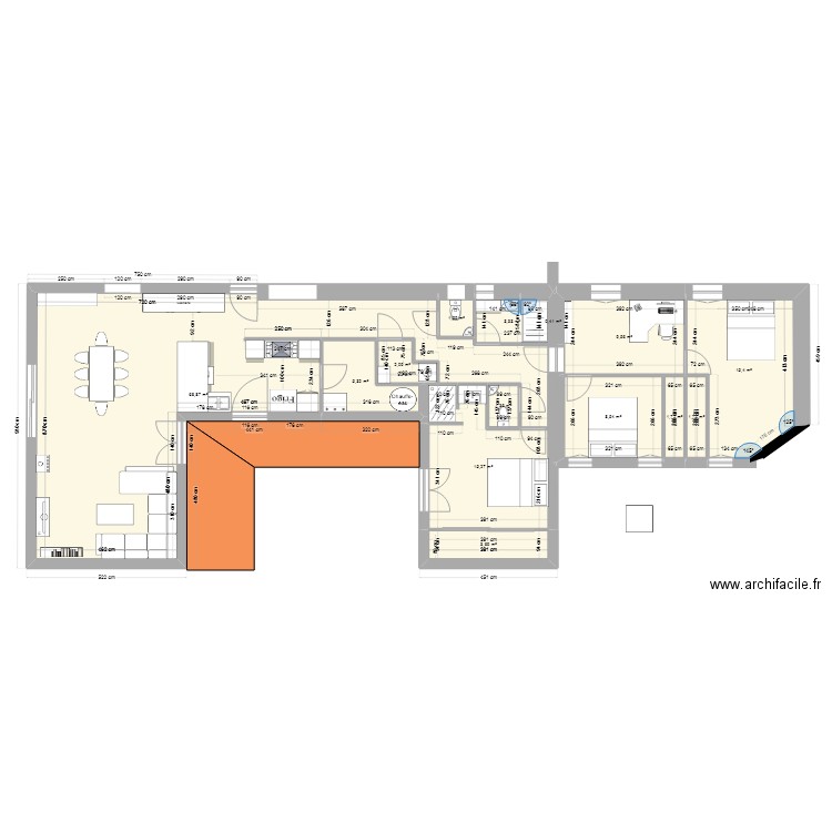 aménagement 3. Plan de 14 pièces et 139 m2