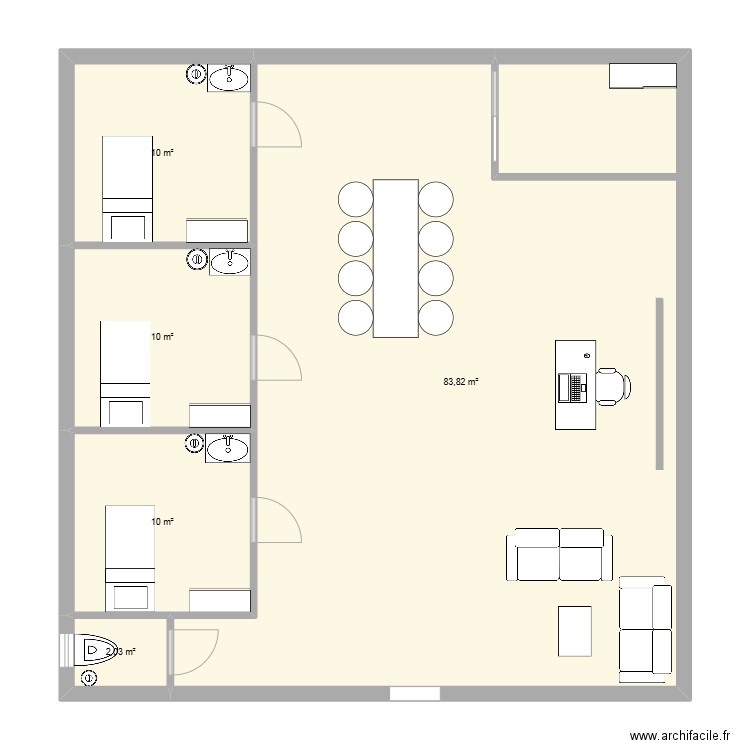 institut cyanna et aliyah. Plan de 5 pièces et 116 m2