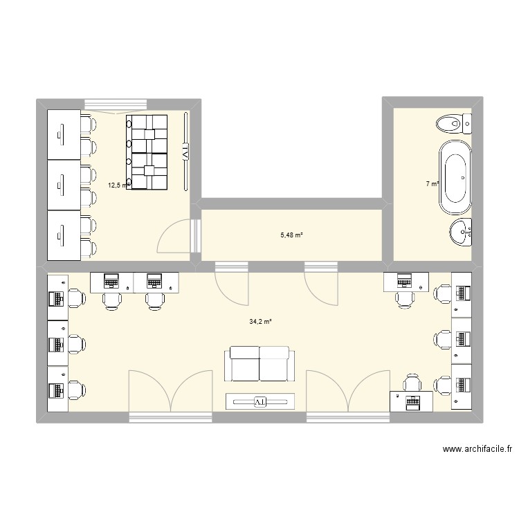 Maison Vernier 2 test. Plan de 4 pièces et 59 m2