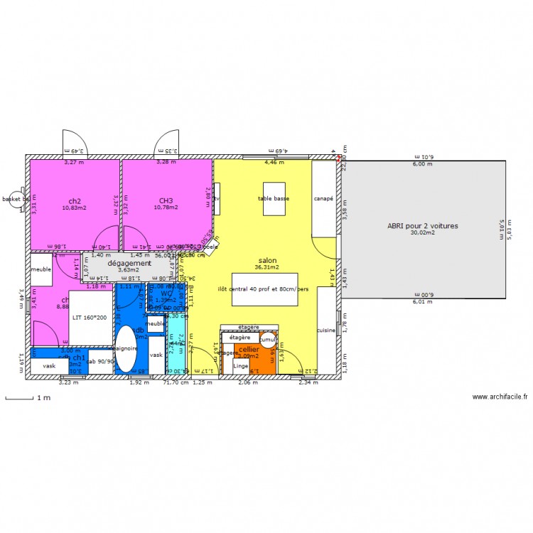 maison 85m2 (2sdb). Plan de 0 pièce et 0 m2