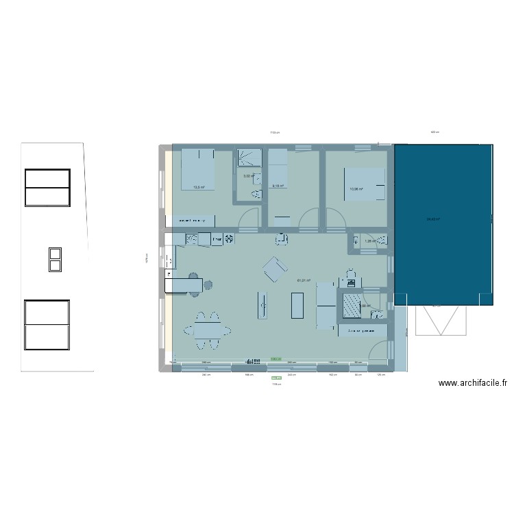 clandryBIS. Plan de 8 pièces et 126 m2