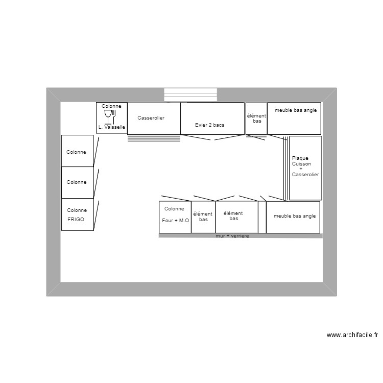 cuisine2. Plan de 1 pièce et 17 m2