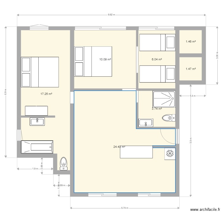 B 43. Plan de 0 pièce et 0 m2