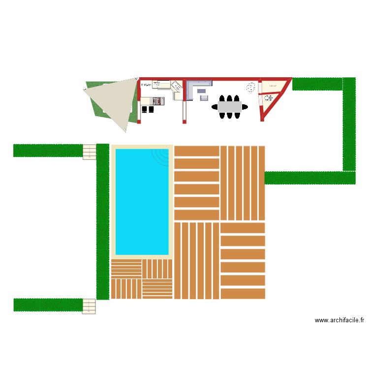 PLAN CUISINE D'ETE 2. Plan de 2 pièces et 3 m2