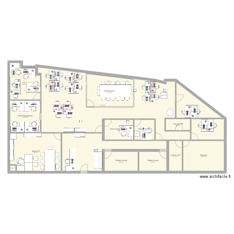 Bureaux L'Elisabeth v01. Plan de 16 pièces et 239 m2