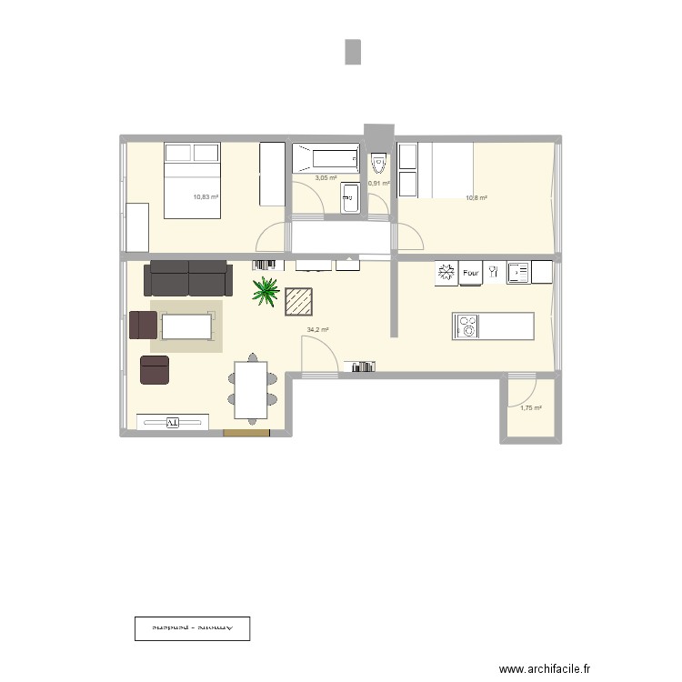 VERSAILLES. Plan de 6 pièces et 62 m2