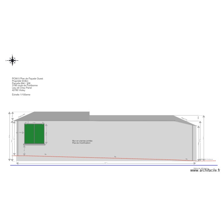 Plan de Facade Ouest. Plan de 0 pièce et 0 m2