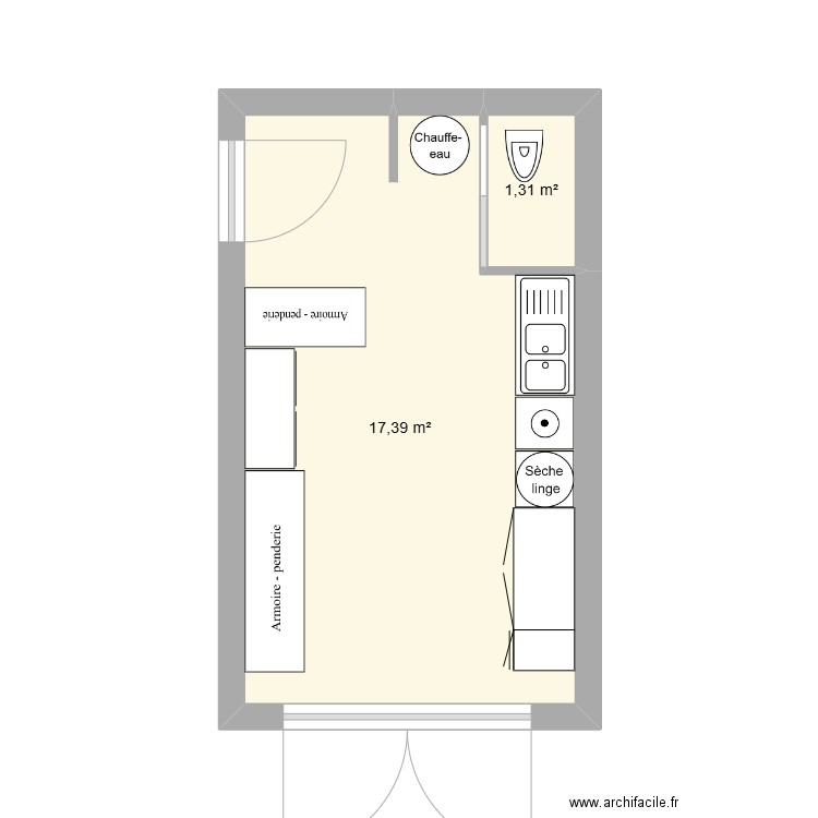 garage. Plan de 2 pièces et 19 m2