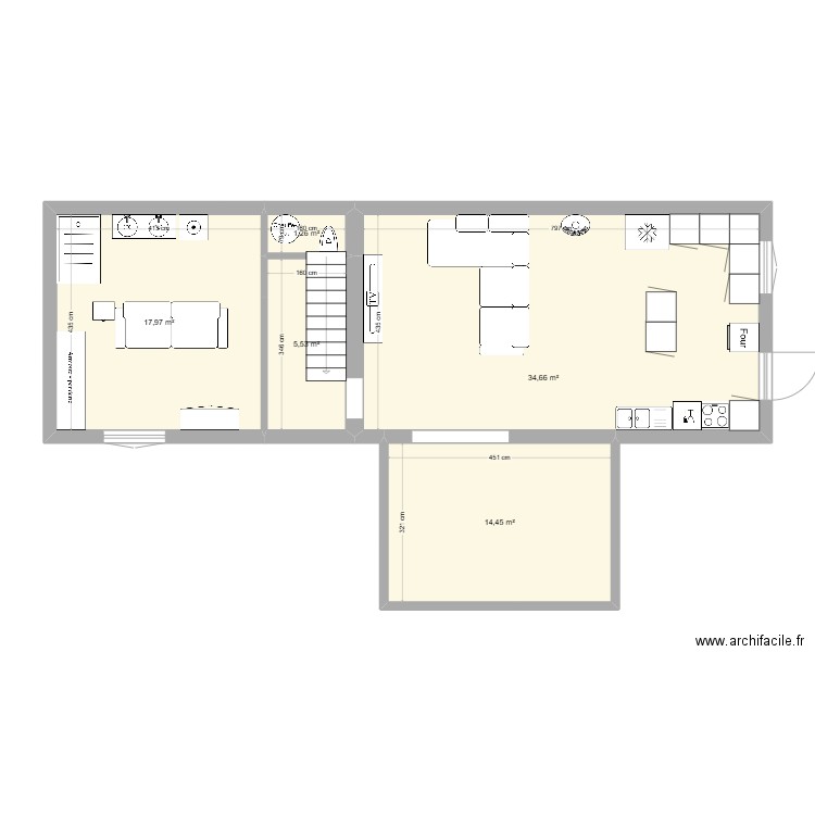 rdc Vmaé. Plan de 5 pièces et 74 m2