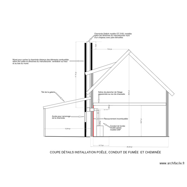 détail poêle. Plan de 0 pièce et 0 m2