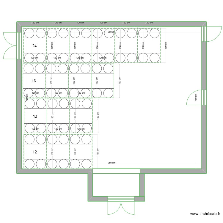 SALLE DES FETES. Plan de 1 pièce et 71 m2