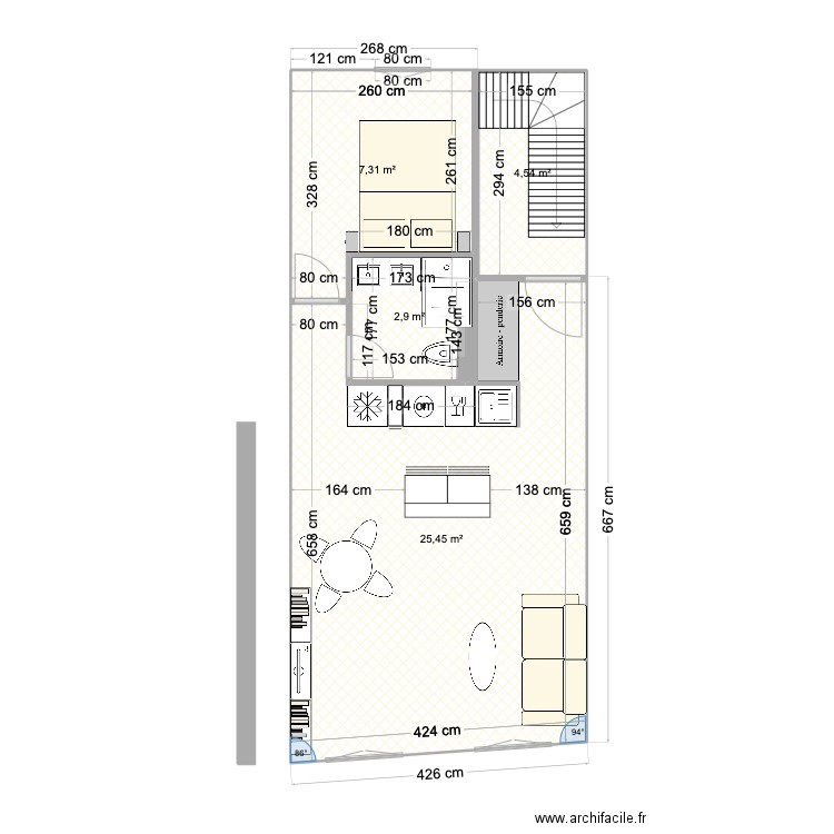 ANTIBES-1er_v2. Plan de 4 pièces et 40 m2