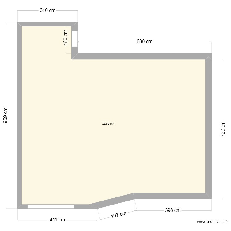 corsaire 3. Plan de 1 pièce et 73 m2