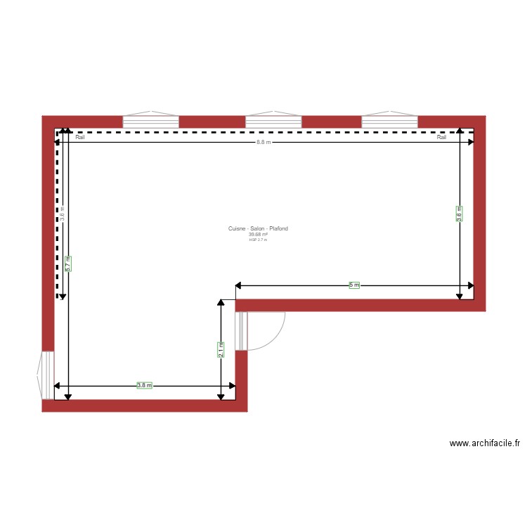 Cuisine Salon Plafond. Plan de 0 pièce et 0 m2