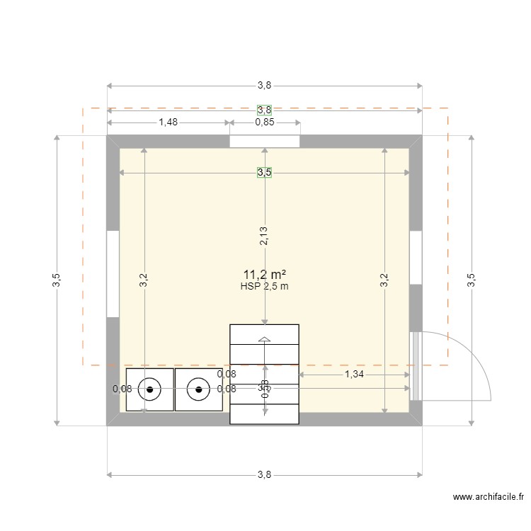 buanderie - Plan 1 pièce 11 m2 dessiné par didi3