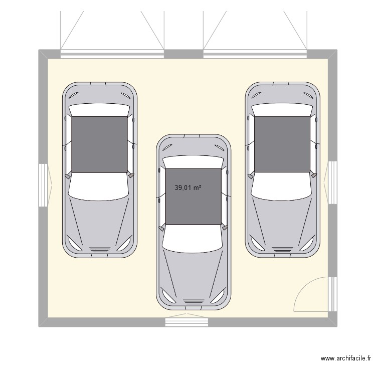 garage. Plan de 1 pièce et 39 m2