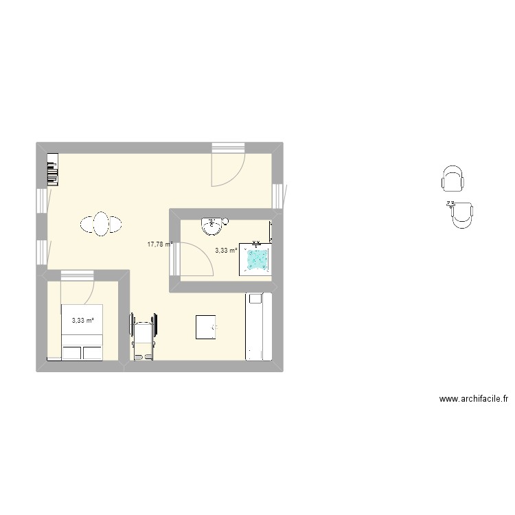 ayoubjr. Plan de 3 pièces et 24 m2