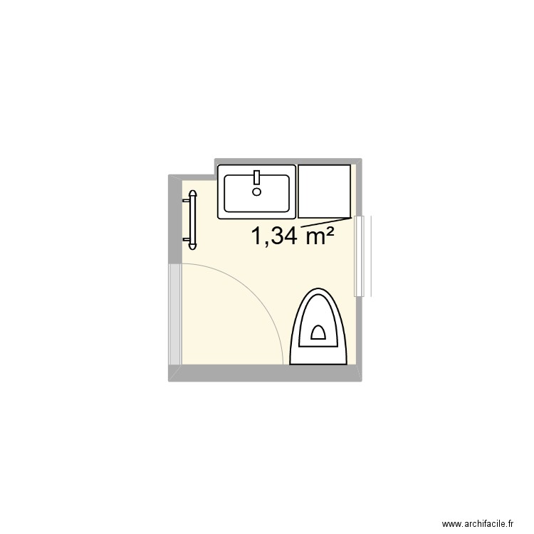 WC parents. Plan de 1 pièce et 1 m2