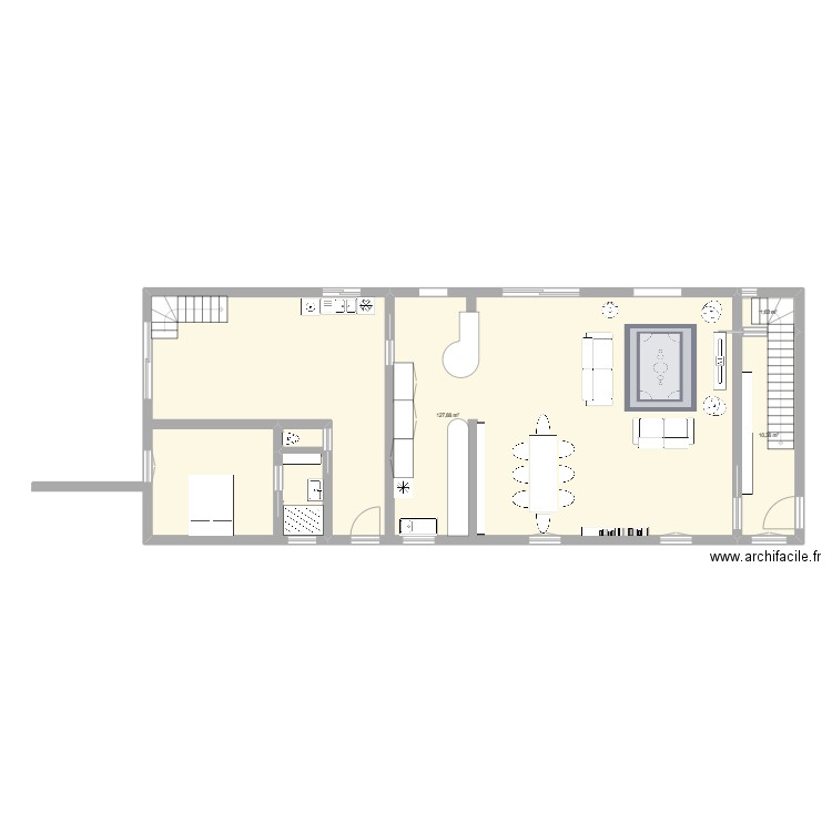 K56. Plan de 3 pièces et 140 m2