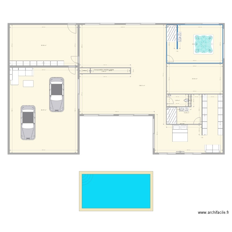 Surface aménagé en U. Plan de 0 pièce et 0 m2