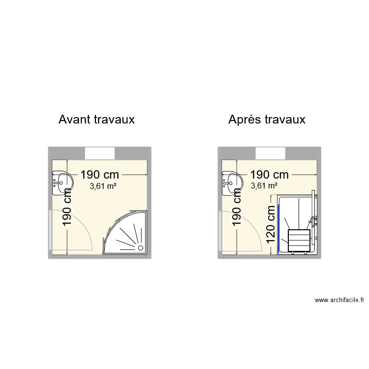 LHORT Marie Régine. Plan de 2 pièces et 7 m2