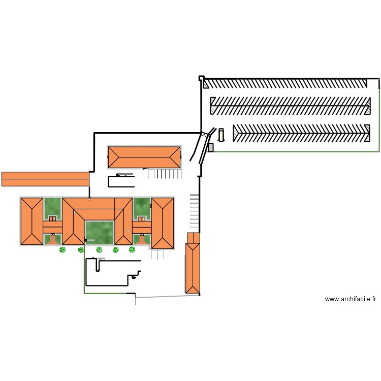 plan de masse. Plan de 15 pièces et 116 m2