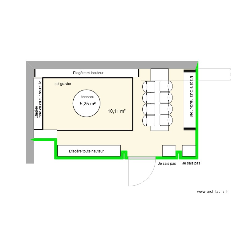 plan cave a vin. Plan de 2 pièces et 21 m2