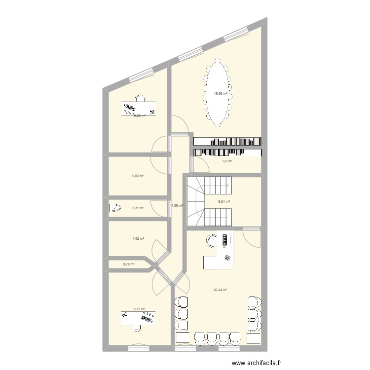 mistral R+1 projet + meuble. Plan de 11 pièces et 87 m2